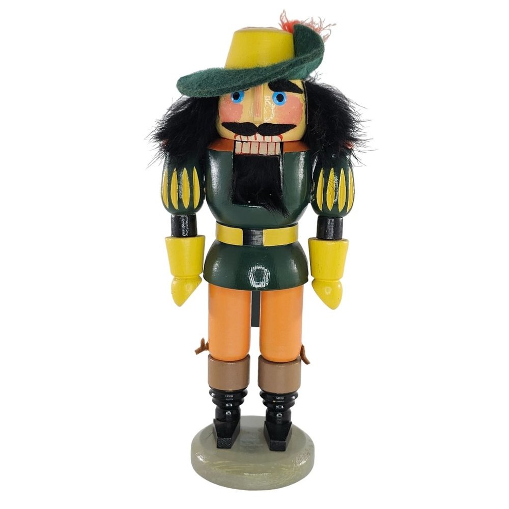 Vintage Expertic GDR Erzgebirge 9” Musketeer Wood Nutcracker Label